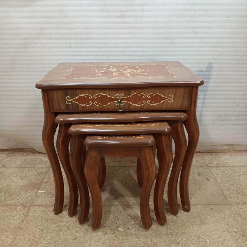 میز عسلی چهارتیکه مدل معرق f فروش به صورت نقد و اقساط چوب راش گرجستان ضمانت 36 ماهه بسیار شیک و زیبا