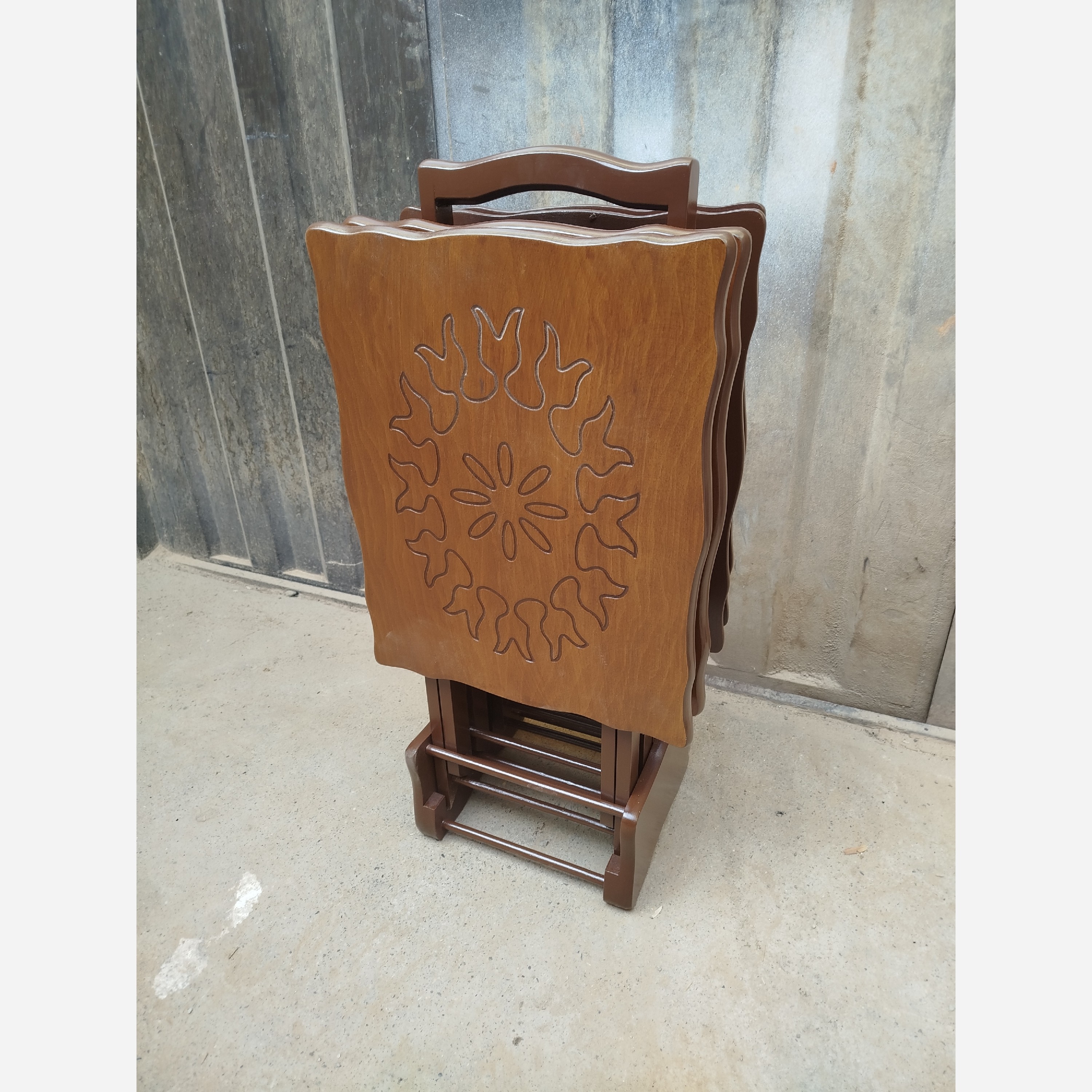 میز عسلی چهارتیکه تاشو مستطیل CNC فروش به صورت نقد و اقساط چوب راش گرجستان ضمانت 36 ماهه بسیار شیک و زیبا