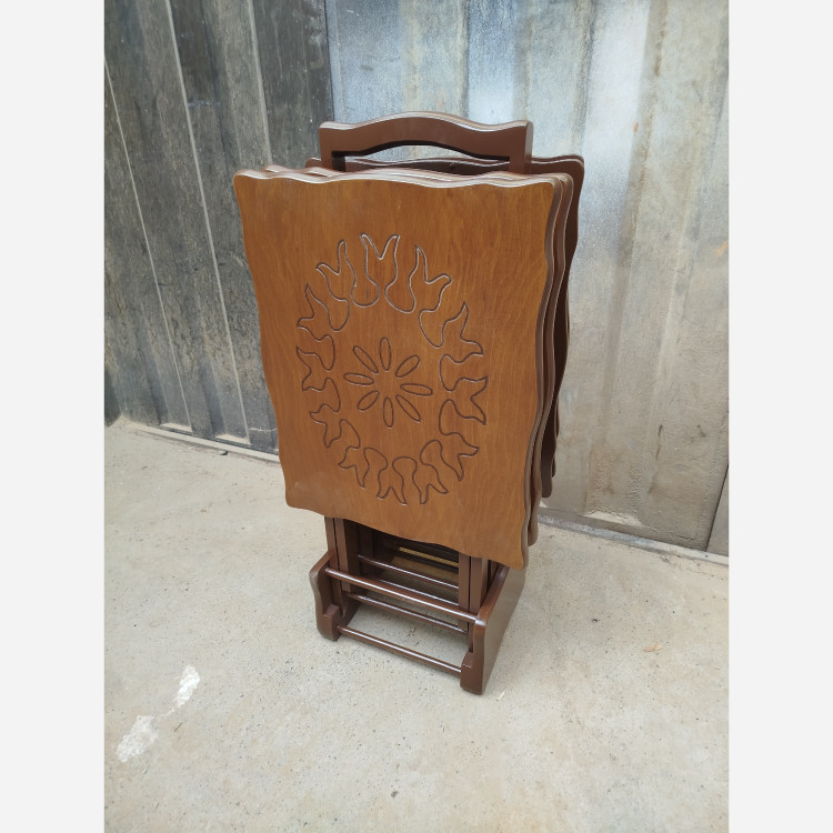 میز عسلی چهارتیکه تاشو مستطیل CNC فروش به صورت نقد و اقساط چوب راش گرجستان ضمانت 36 ماهه بسیار شیک و زیبا