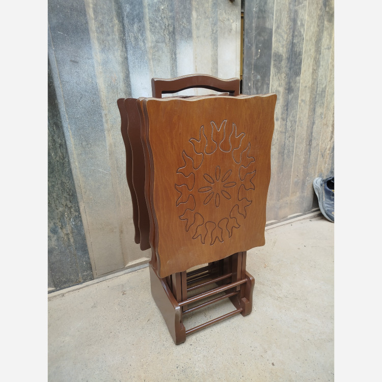 میز عسلی چهارتیکه تاشو مستطیل CNC فروش به صورت نقد و اقساط چوب راش گرجستان ضمانت 36 ماهه بسیار شیک و زیبا