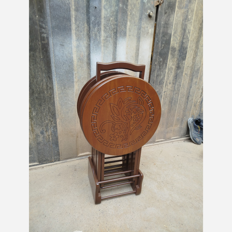 میز عسلی چهارتیکه تاشو گرد CNC فروش به صورت نقد و اقساط چوب راش گرجستان ضمانت 36 ماهه بسیار شیک و زیبا