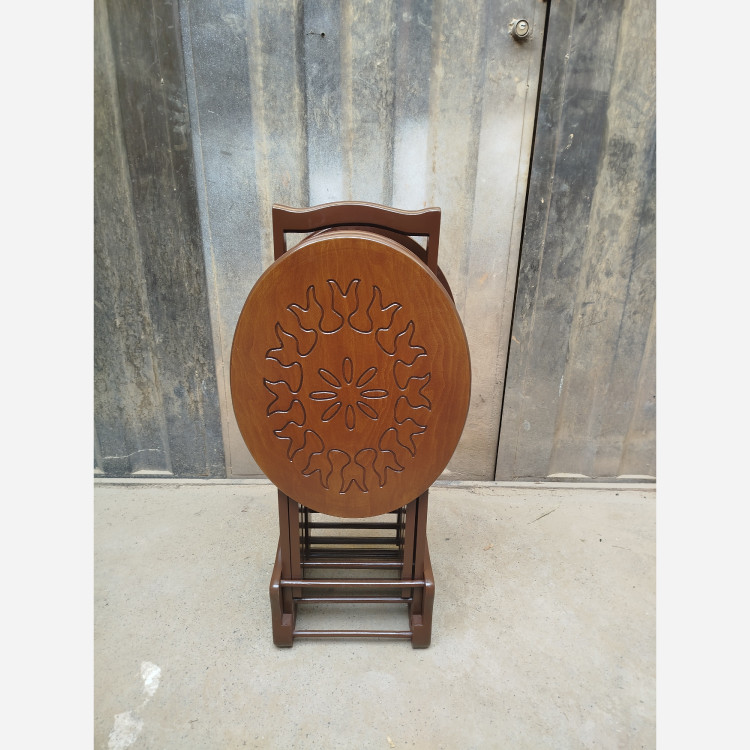میز عسلی چهارتیکه تاشو بیضی CNC فروش به صورت نقد و اقساط چوب راش گرجستان ضمانت 36 ماهه بسیار شیک و زیبا