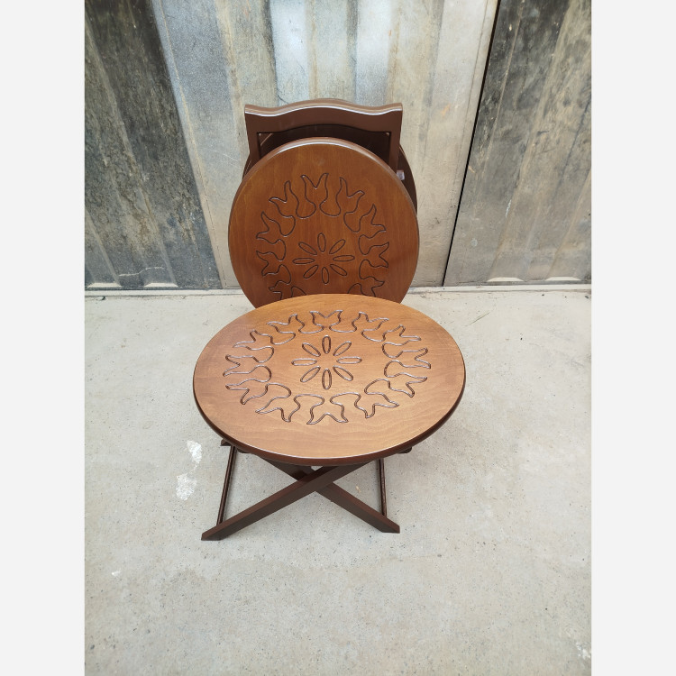 میز عسلی چهارتیکه تاشو بیضی CNC فروش به صورت نقد و اقساط چوب راش گرجستان ضمانت 36 ماهه بسیار شیک و زیبا
