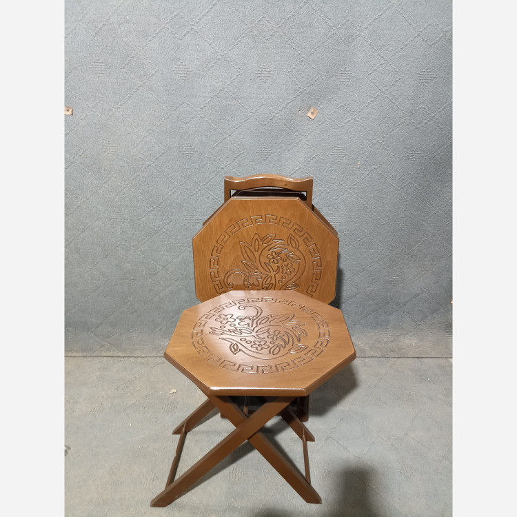 میز عسلی چهارتیکه تاشو هشت ضلعی CNC فروش به صورت نقد و اقساط چوب راش گرجستان ضمانت 36 ماهه بسیار شیک و زیبا