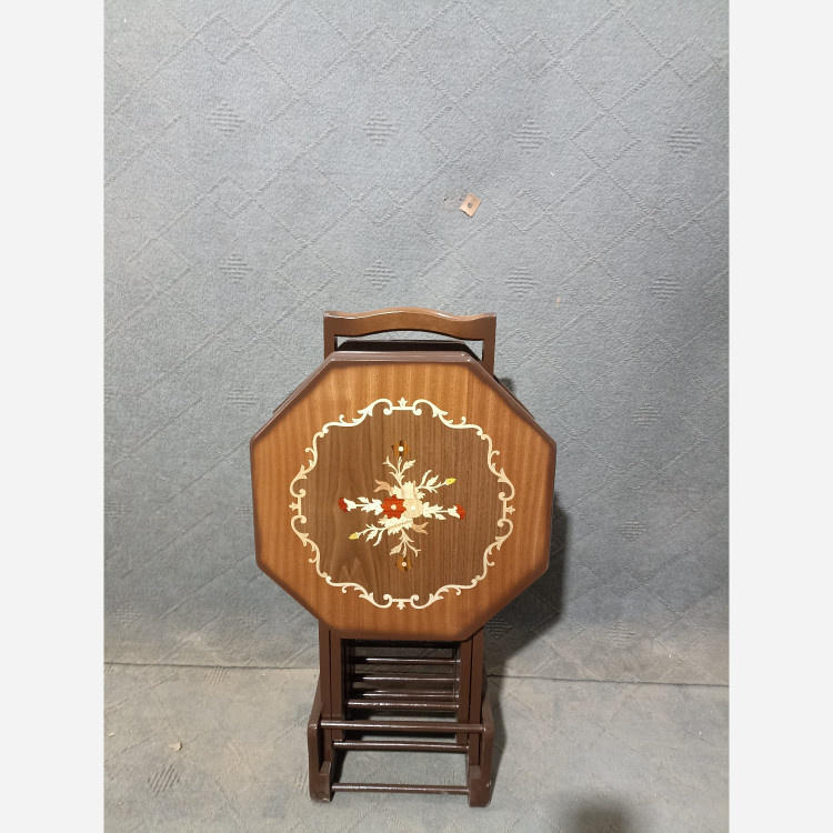 میز عسلی چهارتیکه تاشو هشت ضلعی معرق فروش به صورت نقد و اقساط چوب راش گرجستان ضمانت 36 ماهه بسیار شیک و زیبا و کمجا