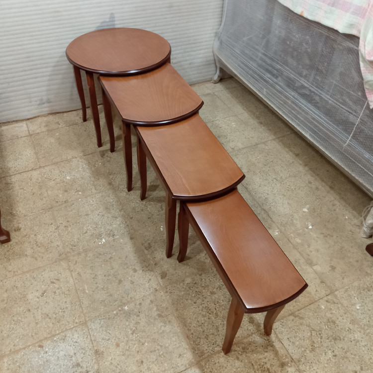 میز عسلی چهارتیکه گرد مدل ترمه چوب راش گرجستان ضمانت 36 ماهه بسیار شیک و زیبا